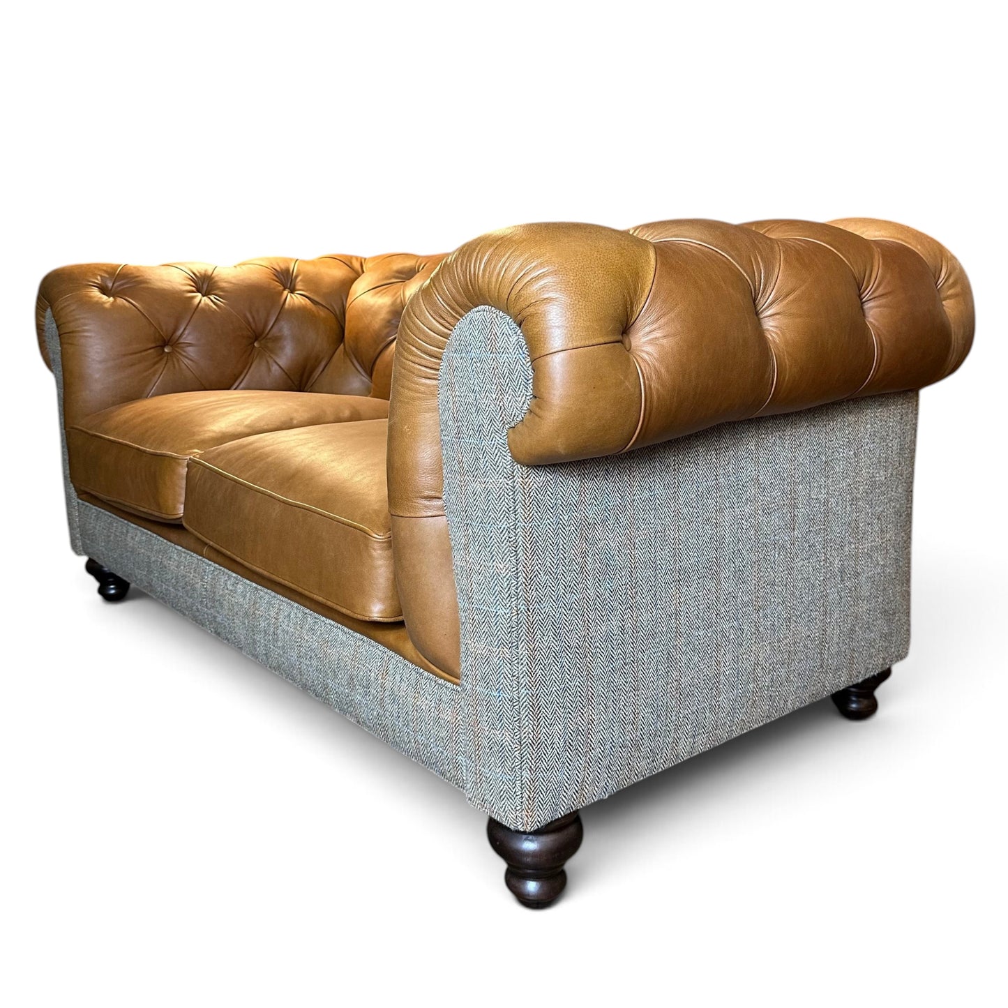 Grantham Tweed & Leather 2 Seater Chesterfield