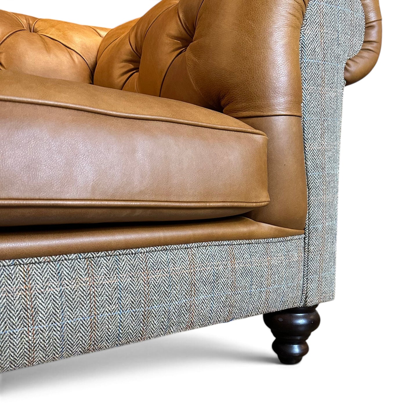Grantham Tweed & Leather 2 Seater Chesterfield