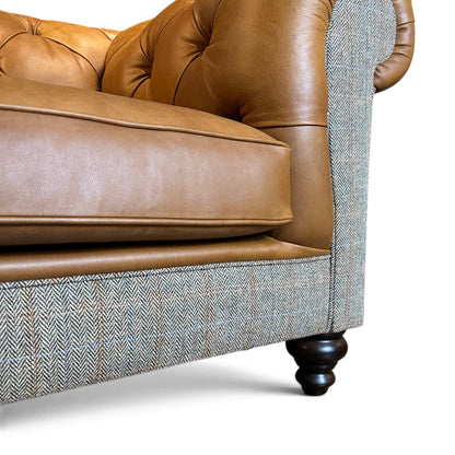 Grantham Tweed & Leather 2 Seater Chesterfield