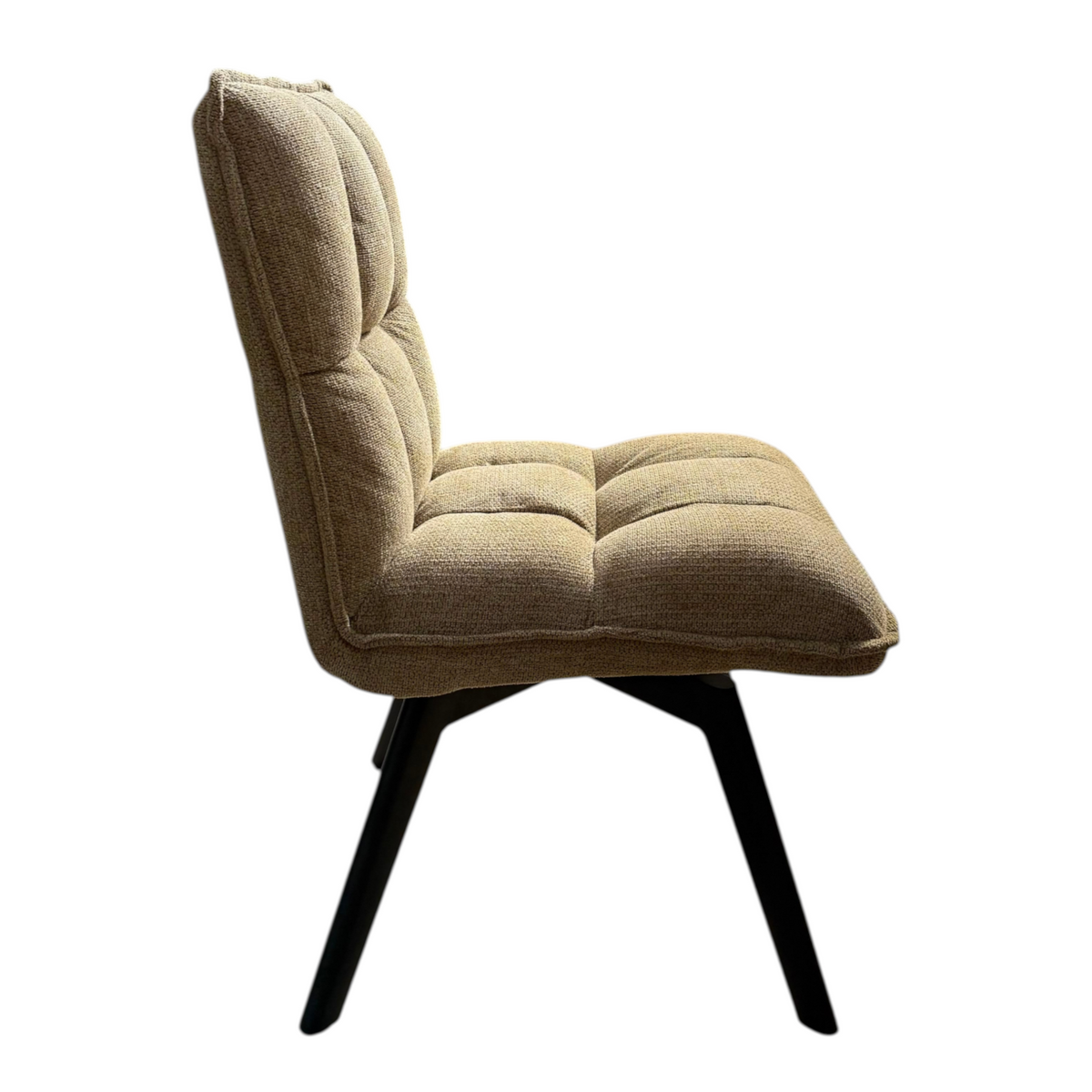 Pieces For Places Bubble lime green swivel dining chair with tufted fabric seat and black metal legs