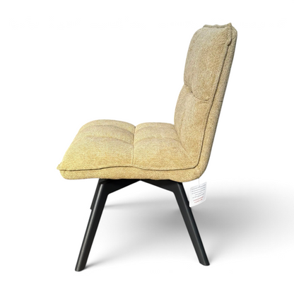 Pieces For Places Bubble lime green swivel dining chair with tufted fabric seat and black metal legs