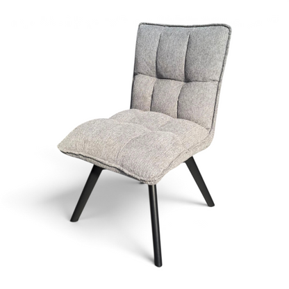 Pieces For Places Bubble grey fabric swivel dining chair with black metal legs and stitched cushioned seat