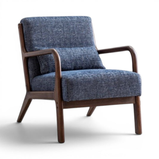 Iris Armchair in Blue Chenille Fabric - Pieces For Places