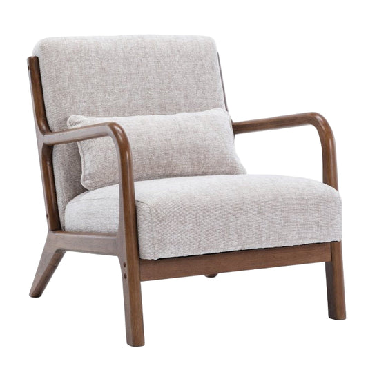 Iris Armchair in Natural Chenille Fabric - Pieces For Places