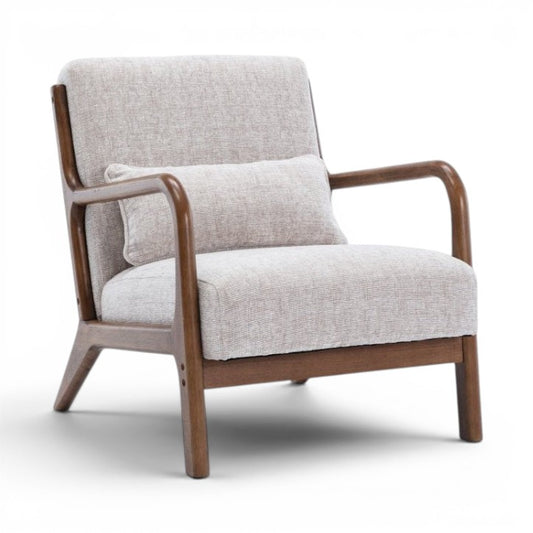 Iris Armchair in Natural Chenille Fabric - Pieces For Places