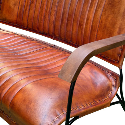 Iron & Leather 2 Seater Armchair Auburn