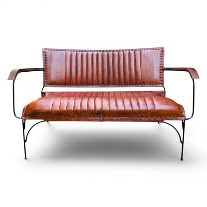 Iron & Leather 2 Seater Armchair Auburn