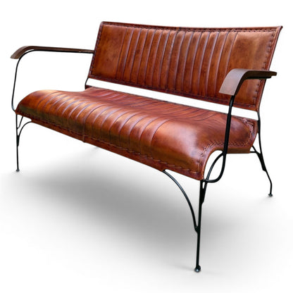 Iron & Leather 2 Seater Armchair Auburn