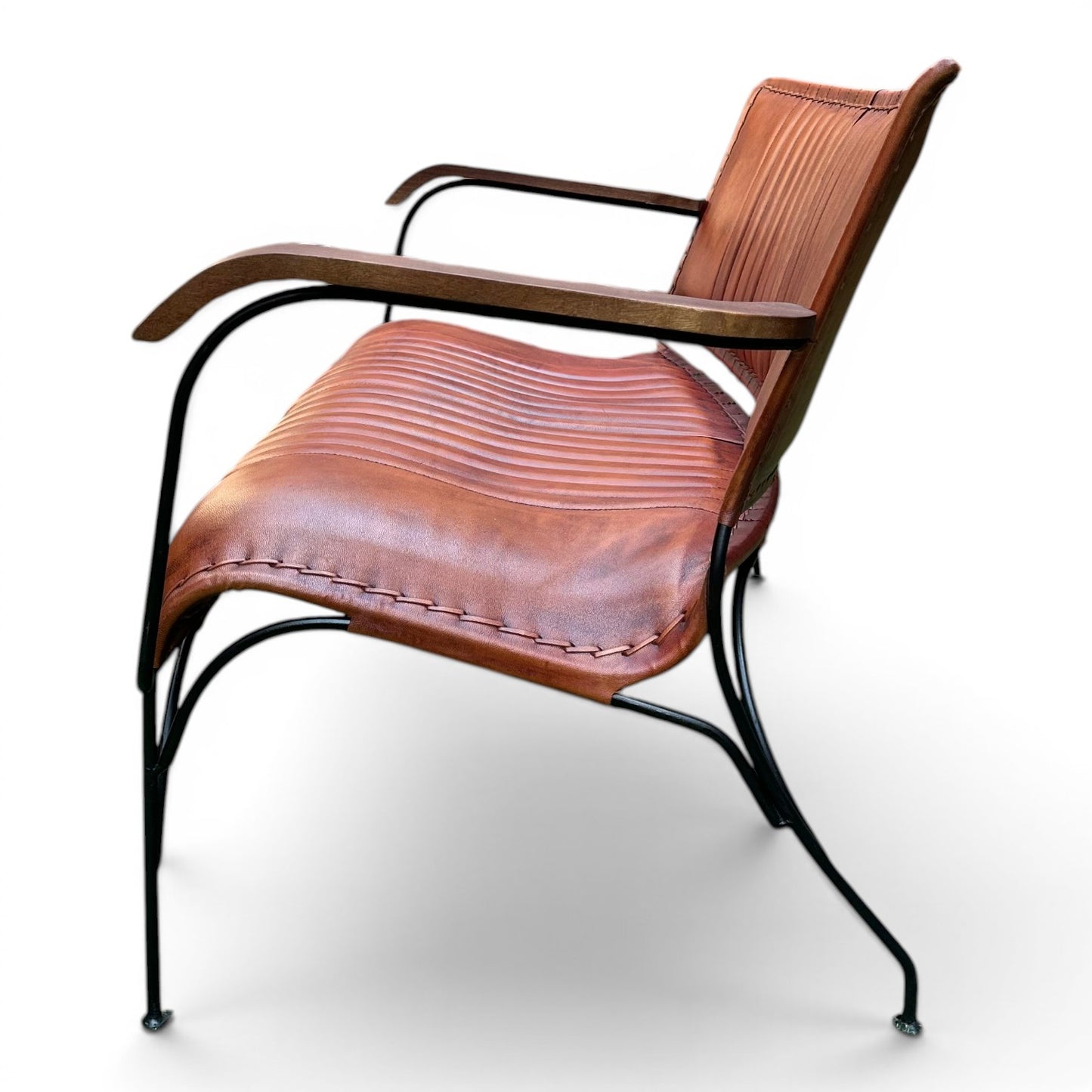 Iron & Leather 2 Seater Armchair Auburn