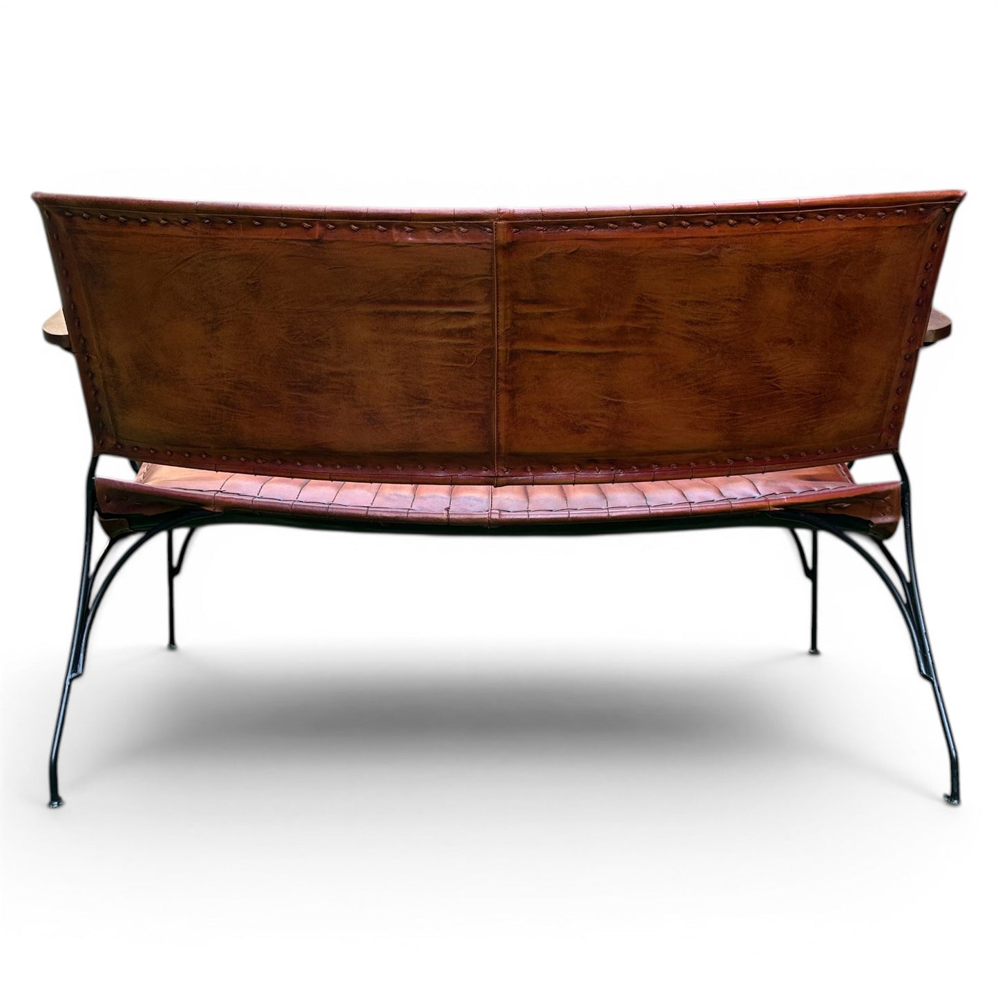 Iron & Leather 2 Seater Armchair Auburn