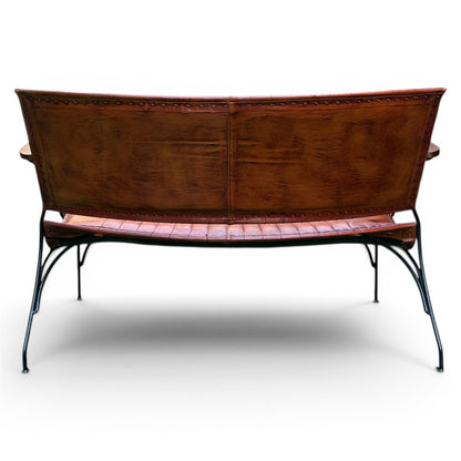 Iron & Leather 2 Seater Armchair Auburn