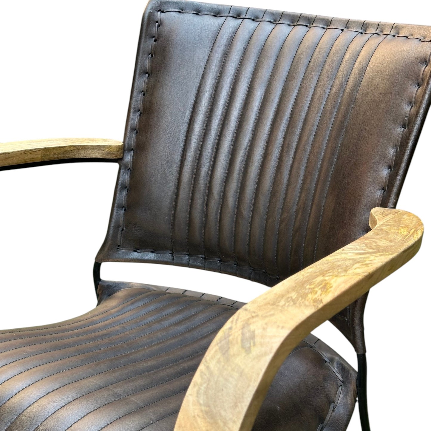 Iron & Leather Armchair Charcoal