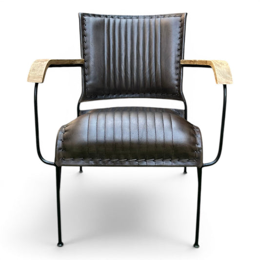 Iron & Leather Armchair Charcoal