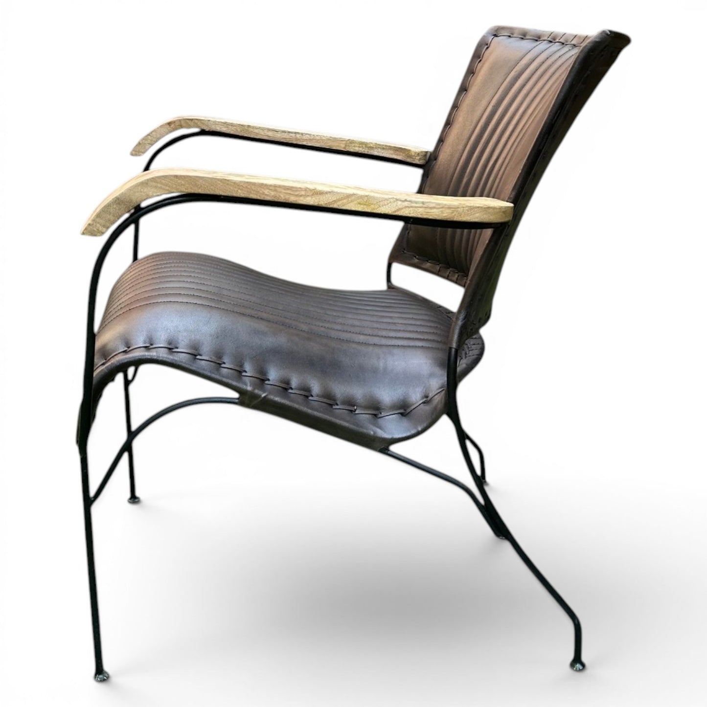 Iron & Leather Armchair Charcoal