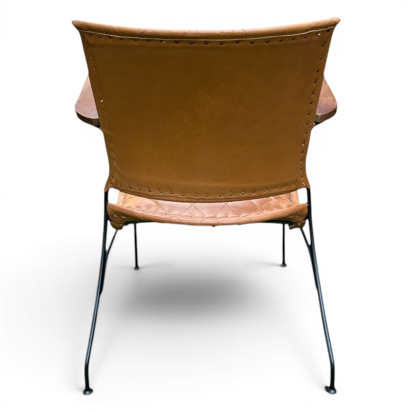 Iron & Leather Armchair Cross-Stitched Tan