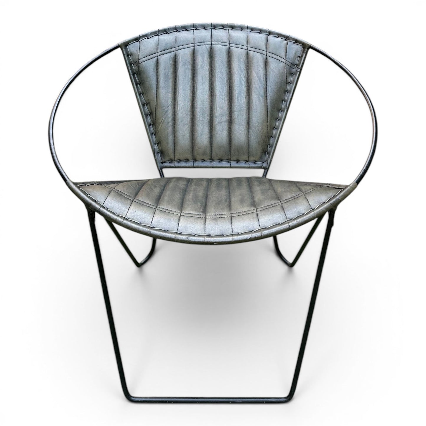 Iron & Leather Round Tub Armchair Olive