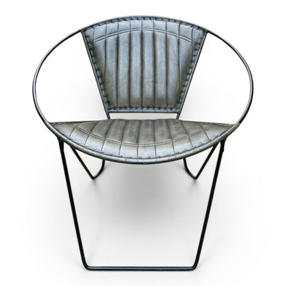 Iron & Leather Round Tub Armchair Olive