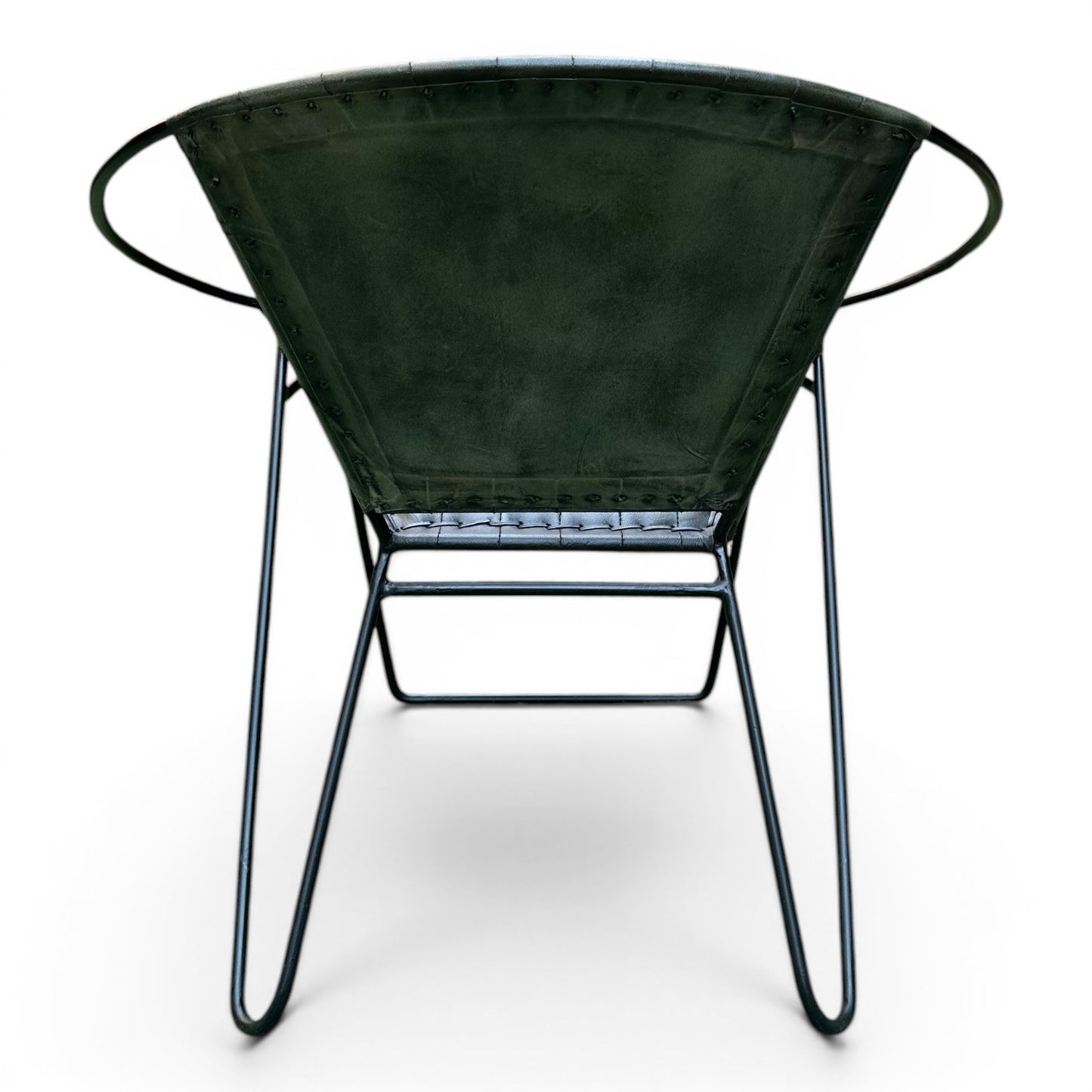 Iron & Leather Round Tub Armchair Olive