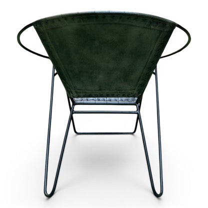 Iron & Leather Round Tub Armchair Olive