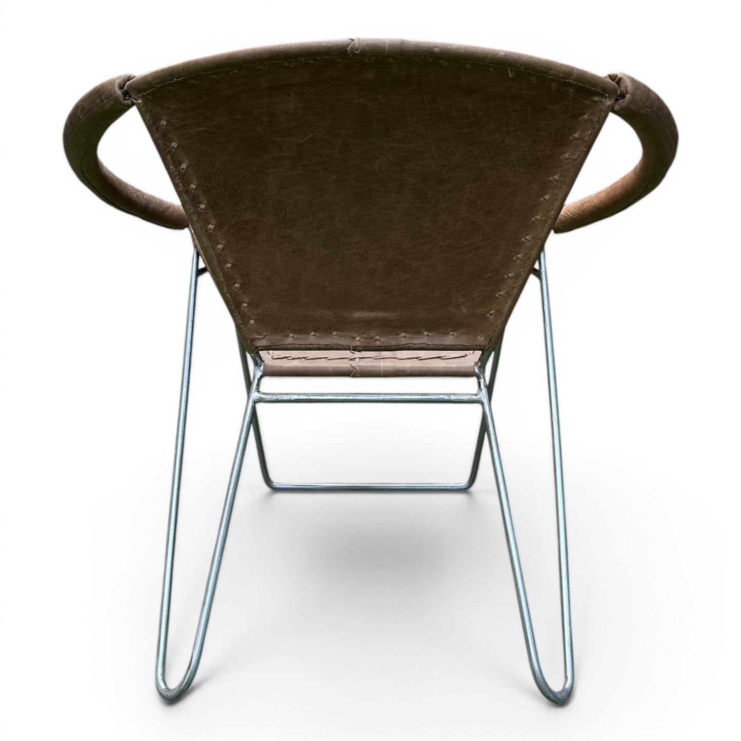 Iron & Leather Round Tub Armchair Taupe