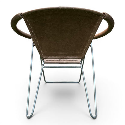 Iron & Leather Round Tub Armchair Taupe