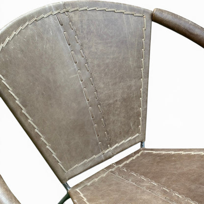 Iron & Leather Round Tub Armchair Taupe