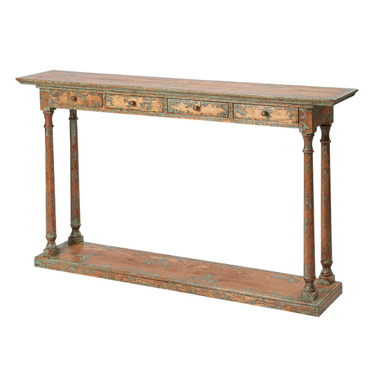 Thames Oak 4 Drawer Narrow Console Table - Pieces For Places