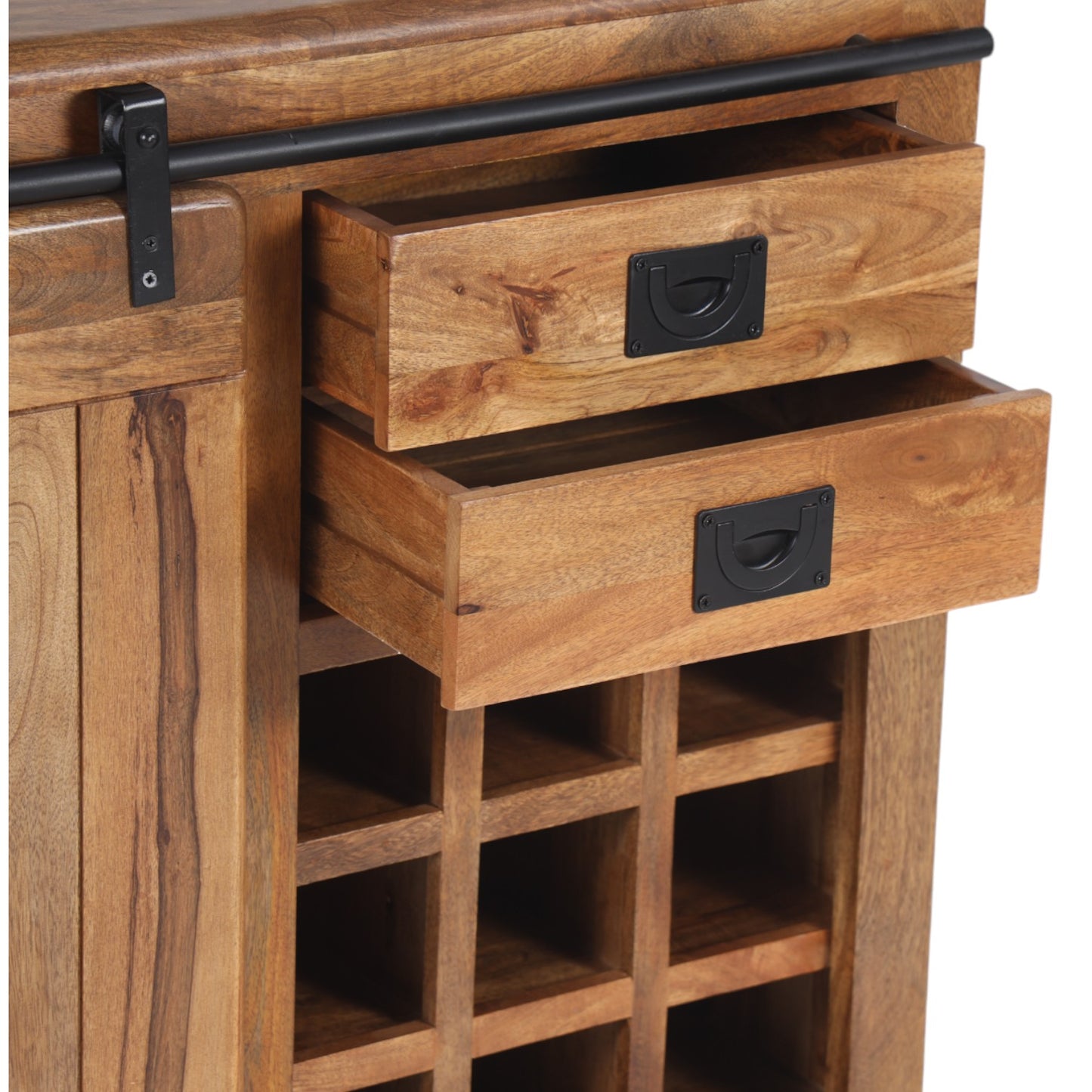 Industrial Solid Mango Wood Bar Cabinet