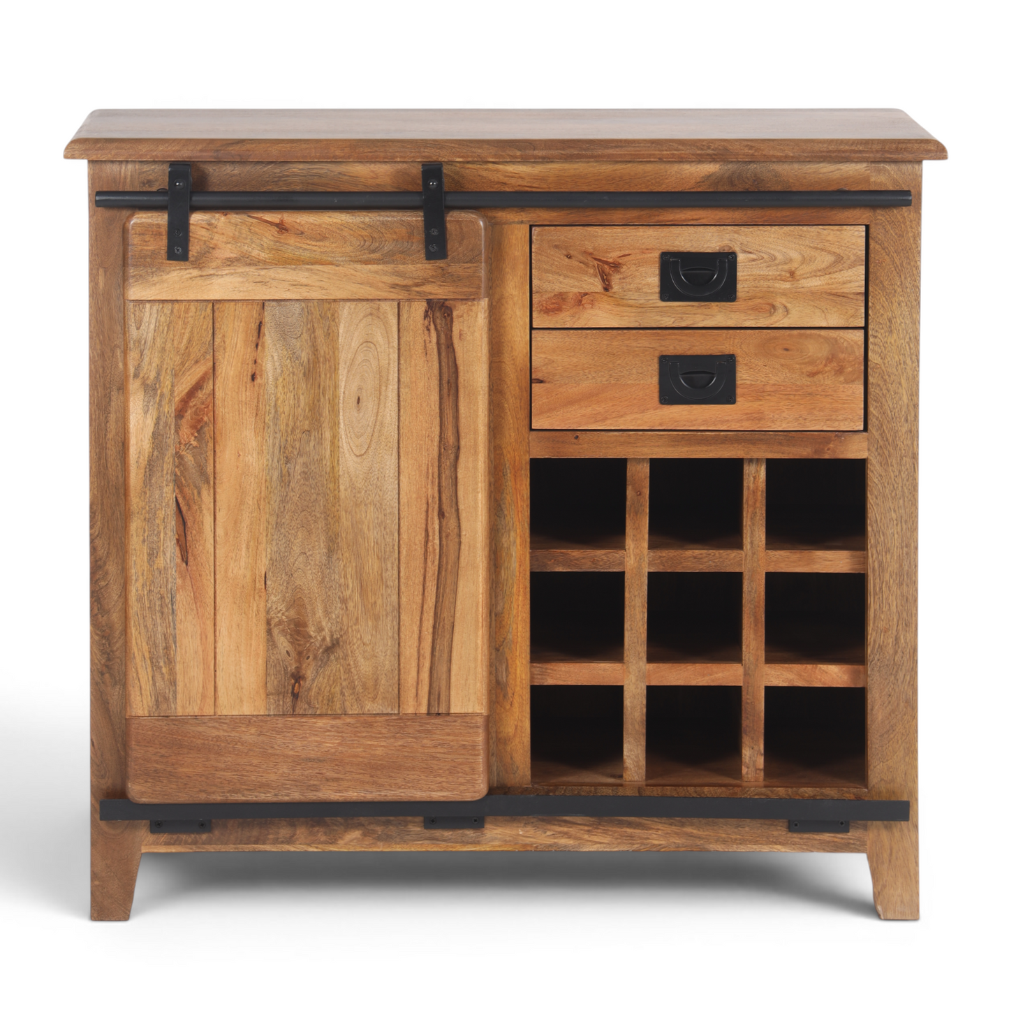 Industrial Solid Mango Wood Bar Cabinet