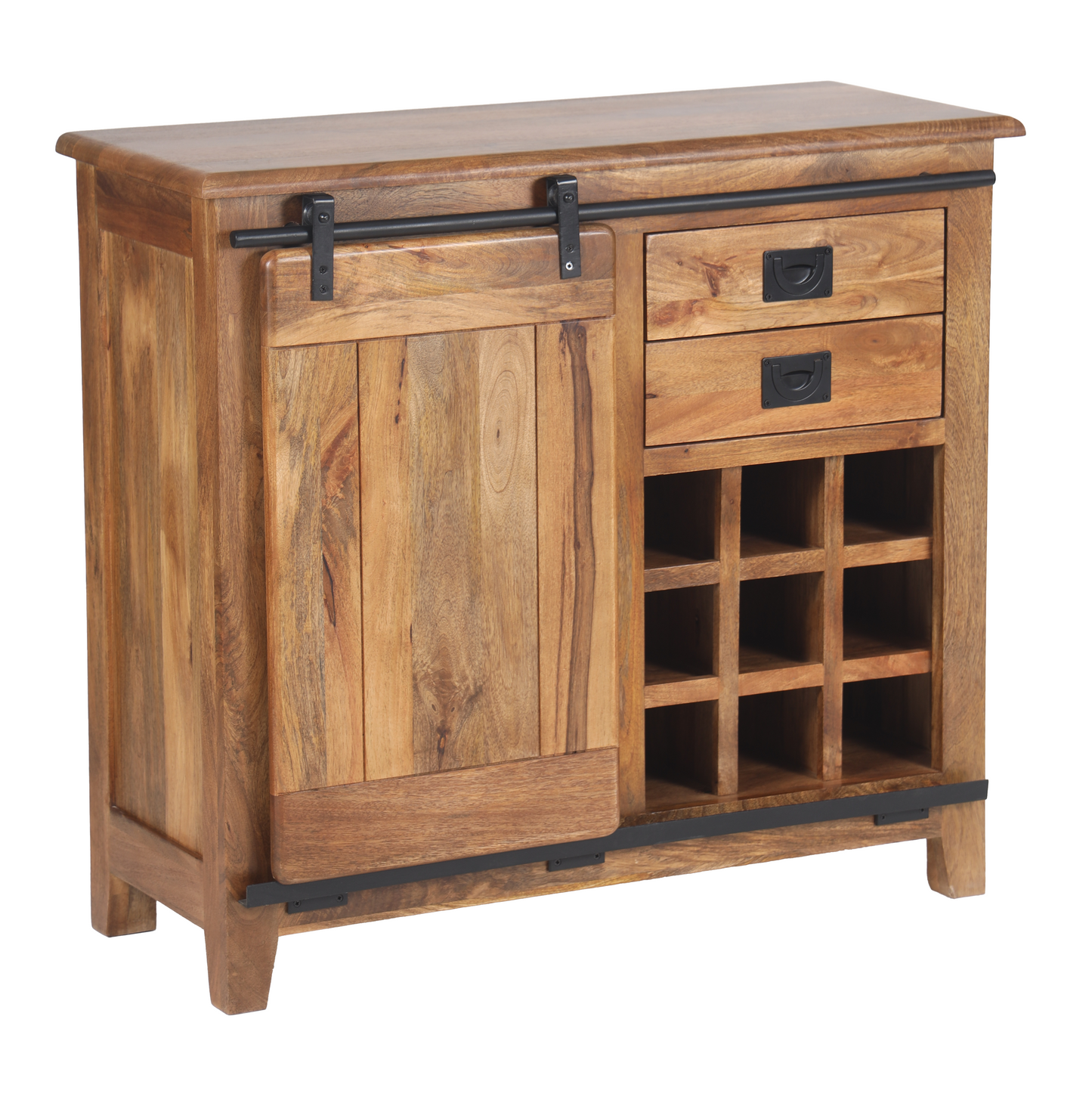 Industrial Solid Mango Wood Bar Cabinet