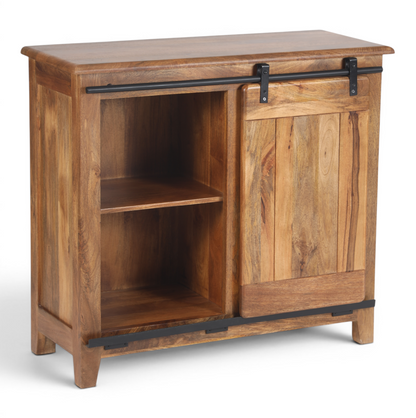Industrial Solid Mango Wood Bar Cabinet