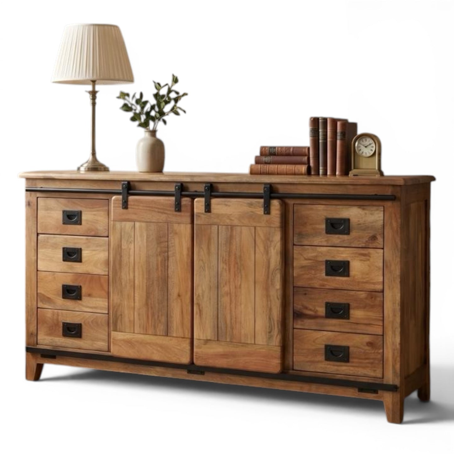 Industrial Solid Mango Wood Sideboard