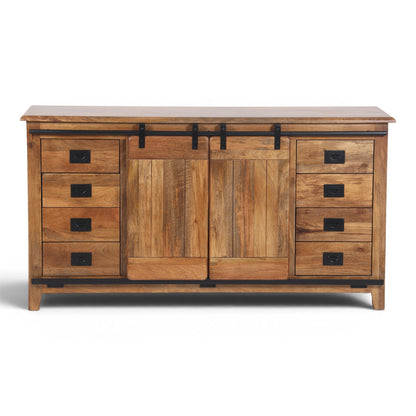 Industrial Solid Mango Wood Sideboard