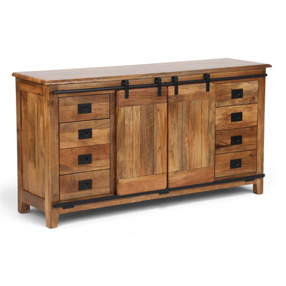 Industrial Solid Mango Wood Sideboard