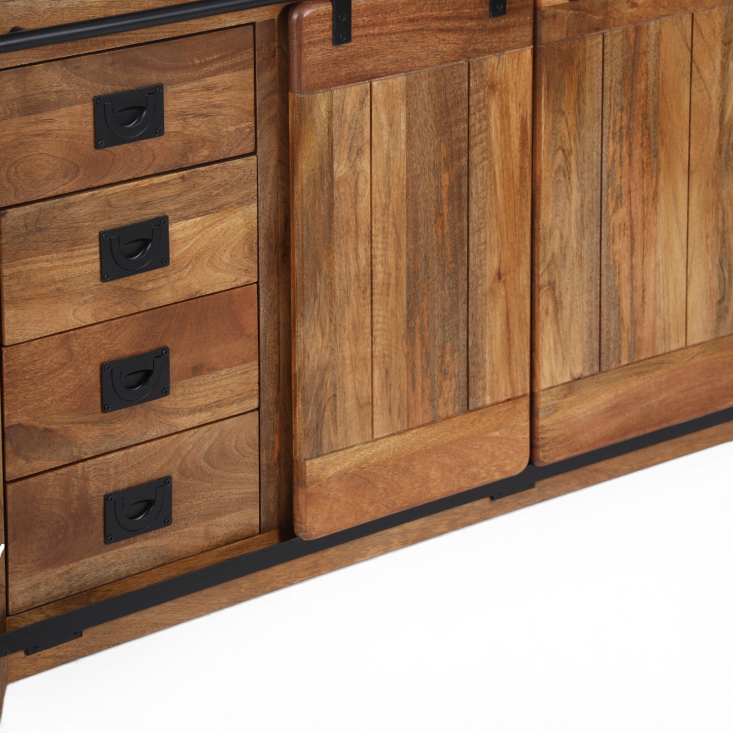 Industrial Solid Mango Wood Sideboard