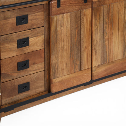 Industrial Solid Mango Wood Sideboard