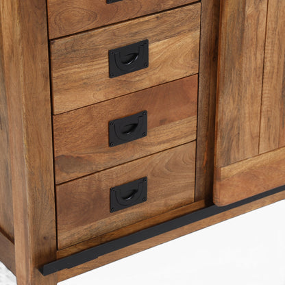 Industrial Solid Mango Wood Sideboard