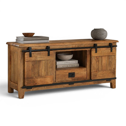 Industrial Solid Mango Wood TV Unit