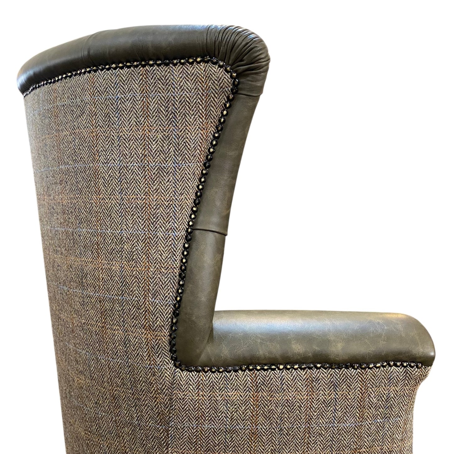 Kingston Leather & Tweed Wingback Armchair - Ex Display