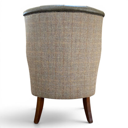 Kingston Leather & Tweed Wingback Armchair - Ex Display