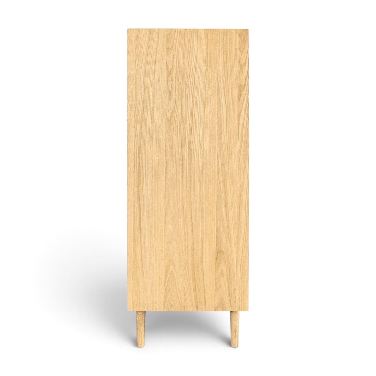 Pieces For Places Larsen 6 drawer tall chest in light oak wood with a minimalist Danish design and tapered legs