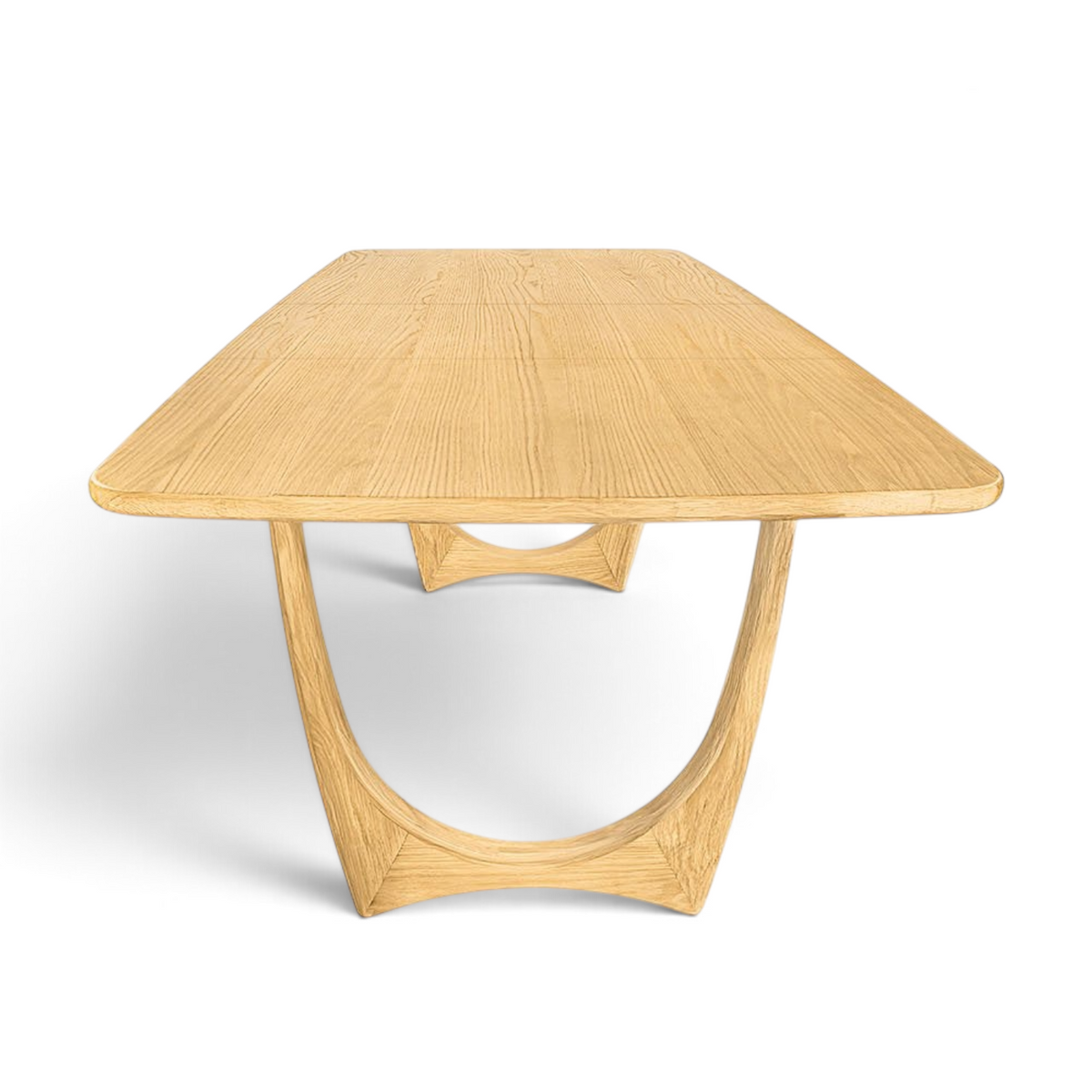 Pieces For Places Larsen extending dining table in light oak with a mid-century Scandinavian curved leg design