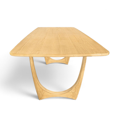 Pieces For Places Larsen extending dining table in light oak with a mid-century Scandinavian curved leg design
