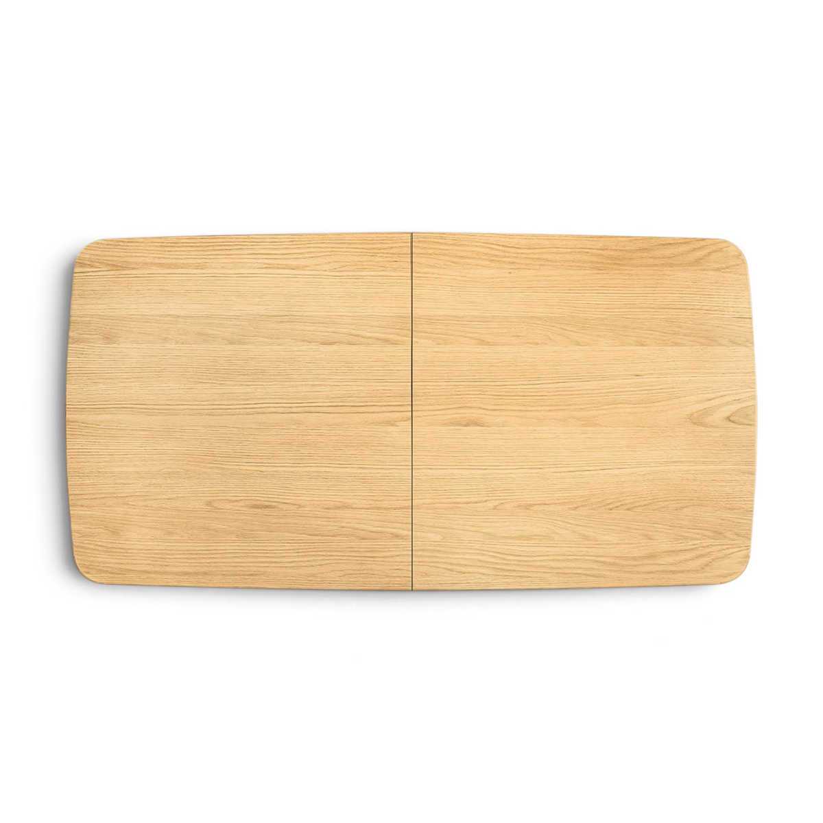 Pieces For Places Larsen extending dining table with a natural wood grain finish and soft rounded rectangular edges.