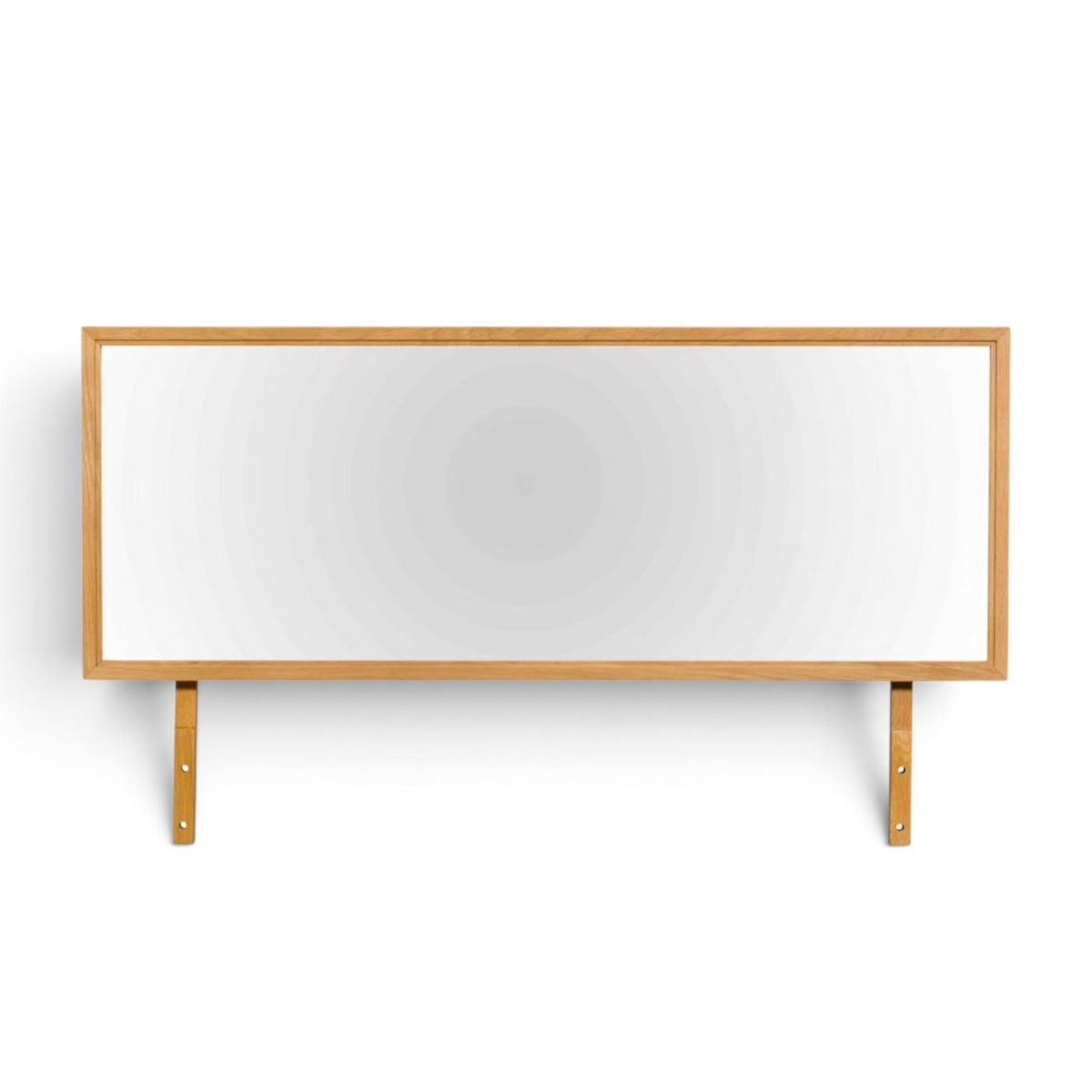 Pieces For Places Larsen rectangular dressing table mirror with a slim natural wood frame in Scandinavian style.