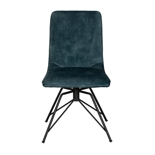 Laura Teal Velvet Swivel Dining Chair - Pieces For Places