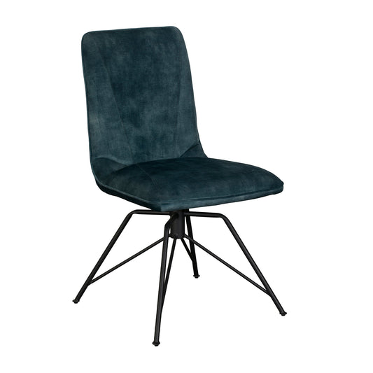 Laura Teal Velvet Swivel Dining Chair - Pieces For Places