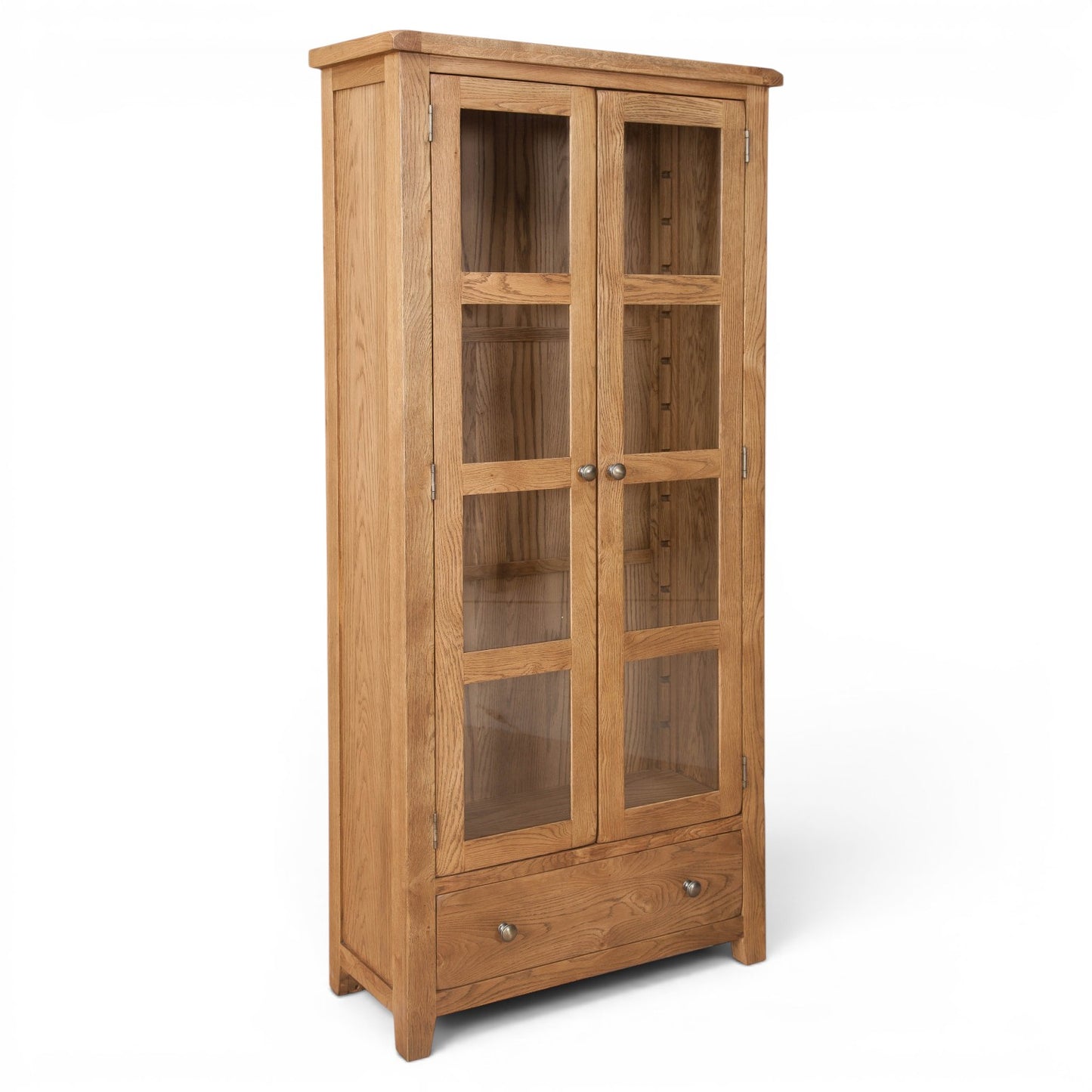 Marlowe Country Oak Glazed Display Cabinet