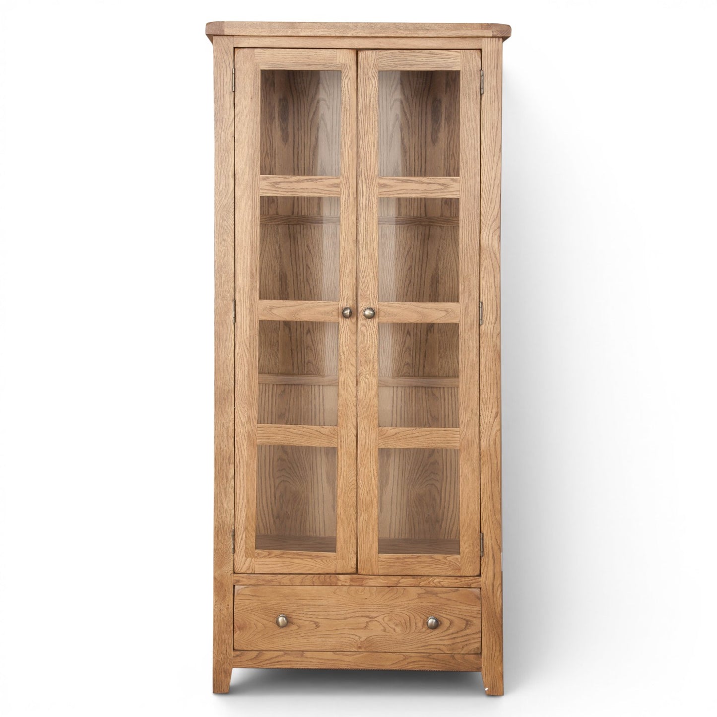 Marlowe Country Oak Glazed Display Cabinet