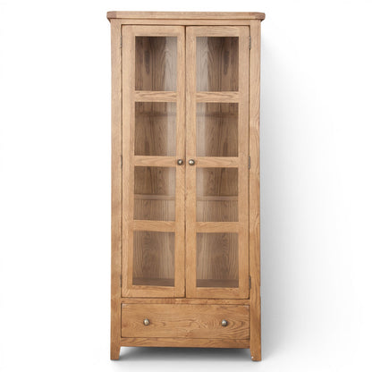 Marlowe Country Oak Glazed Display Cabinet